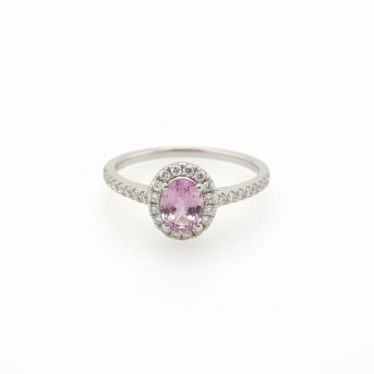 18ct White Gold Pink Sapphire & Diamond Ring