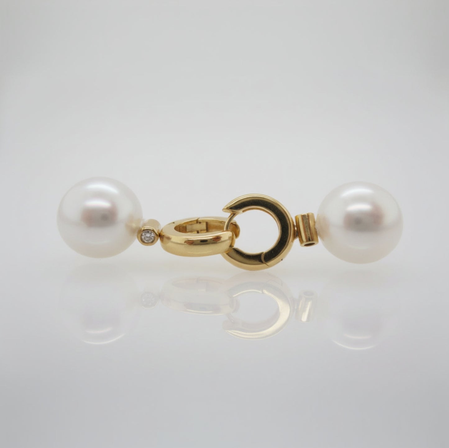 South Sea Pearl and Diamond Huggie Earrings