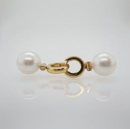South Sea Pearl and Diamond Huggie Earrings