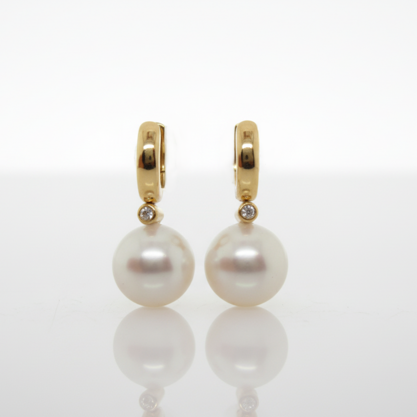 South Sea Pearl and Diamond Huggie Earrings